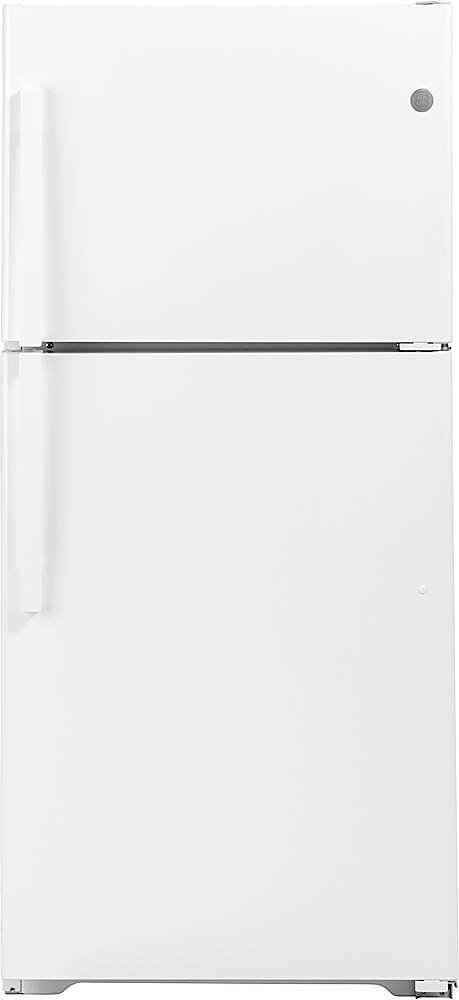 GE - 33 in. Wide 21.9 Cu. Ft. Top-Freezer Refrigerator with Garage Ready Performance - White