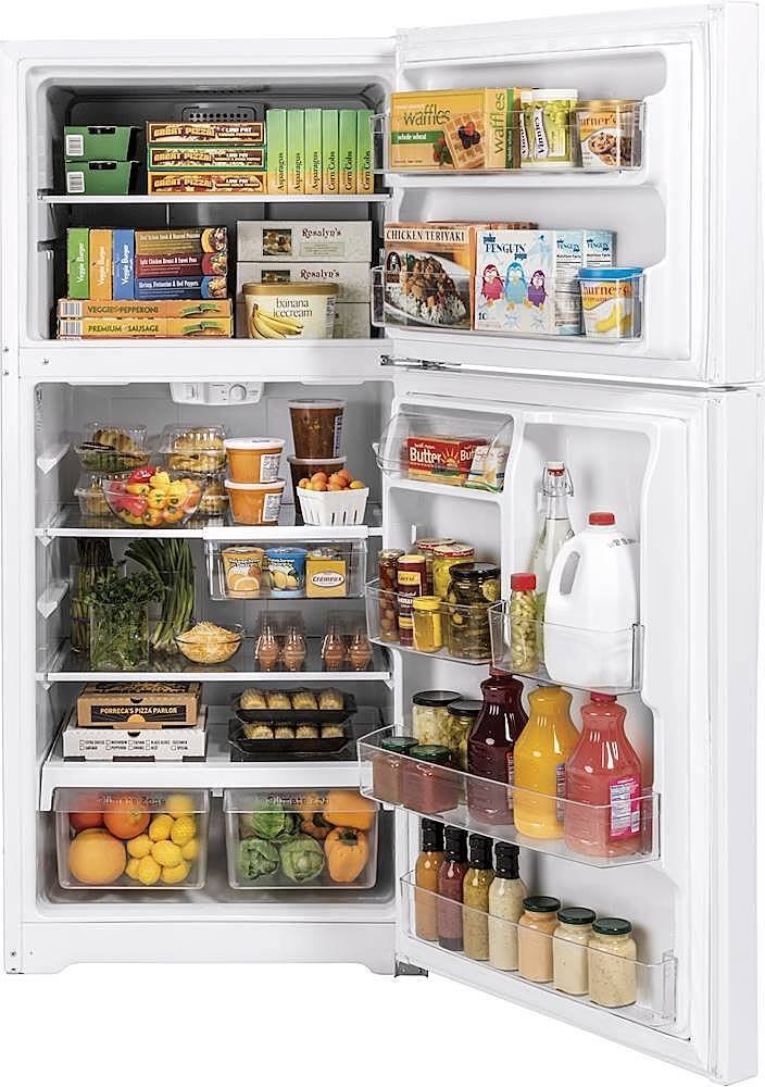 GE - 33 in. Wide 21.9 Cu. Ft. Top-Freezer Refrigerator with Garage Ready Performance - White