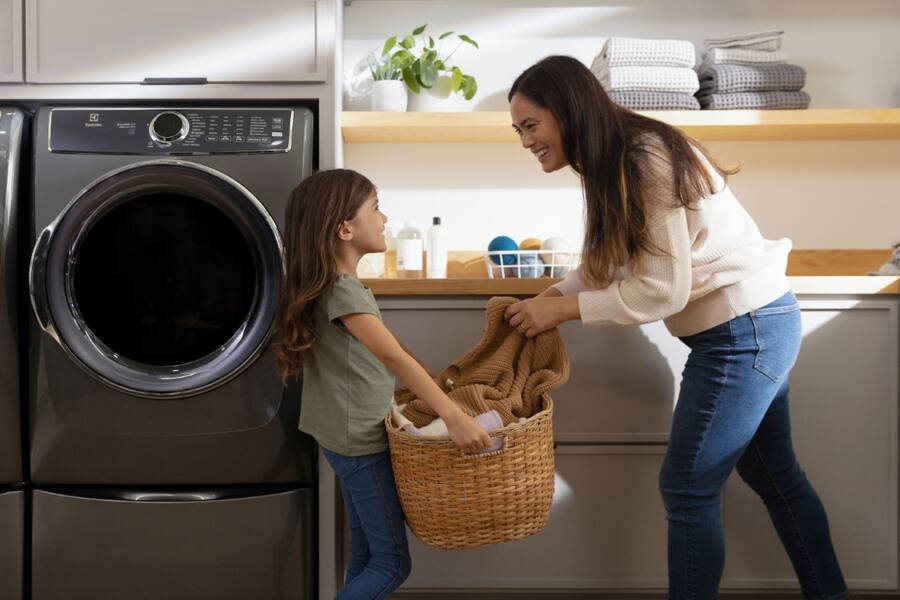 Electrolux - 8.0 Cu. Ft. Stackable Electric Dryer with Steam and Balanced Dry - Titanium