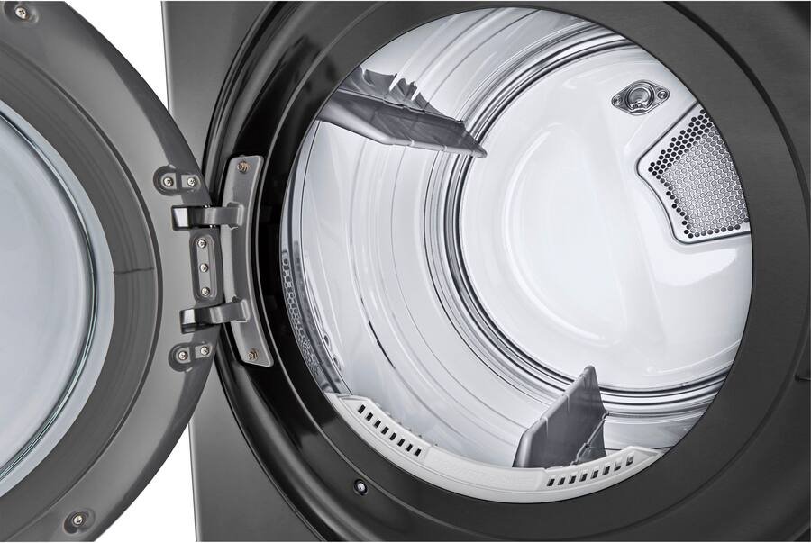 LG - 5.0 Cu. Ft. HE Smart Front Load Washer and 7.4 Cu. Ft. Electric Dryer WashTower with Steam and Center Control - Black Steel