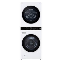 LG - 5.0 Cu. Ft. HE Smart Front Load Washer and 7.4 Cu. Ft. Electric Dryer WashTower with Steam and Center Control - Black Steel
