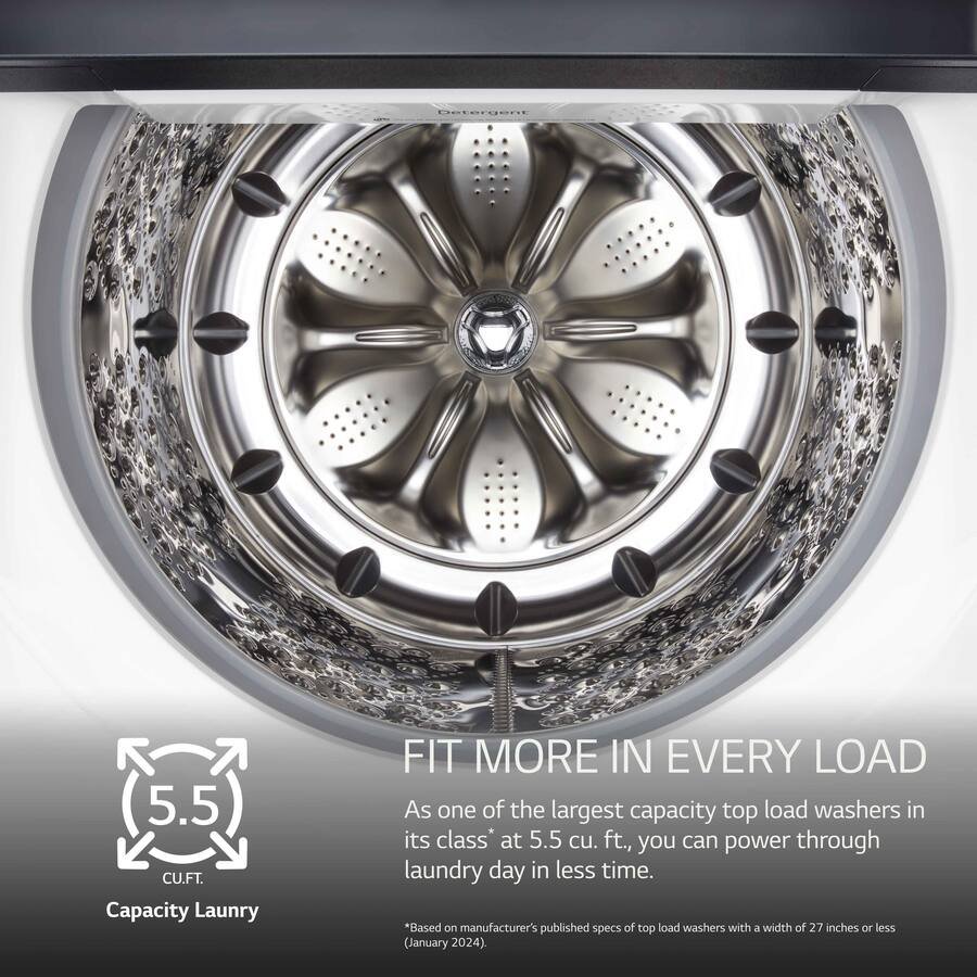 LG - 5.5 Cu. Ft. High Efficiency Smart Top Load Washer with EasyUnload - Alpine White