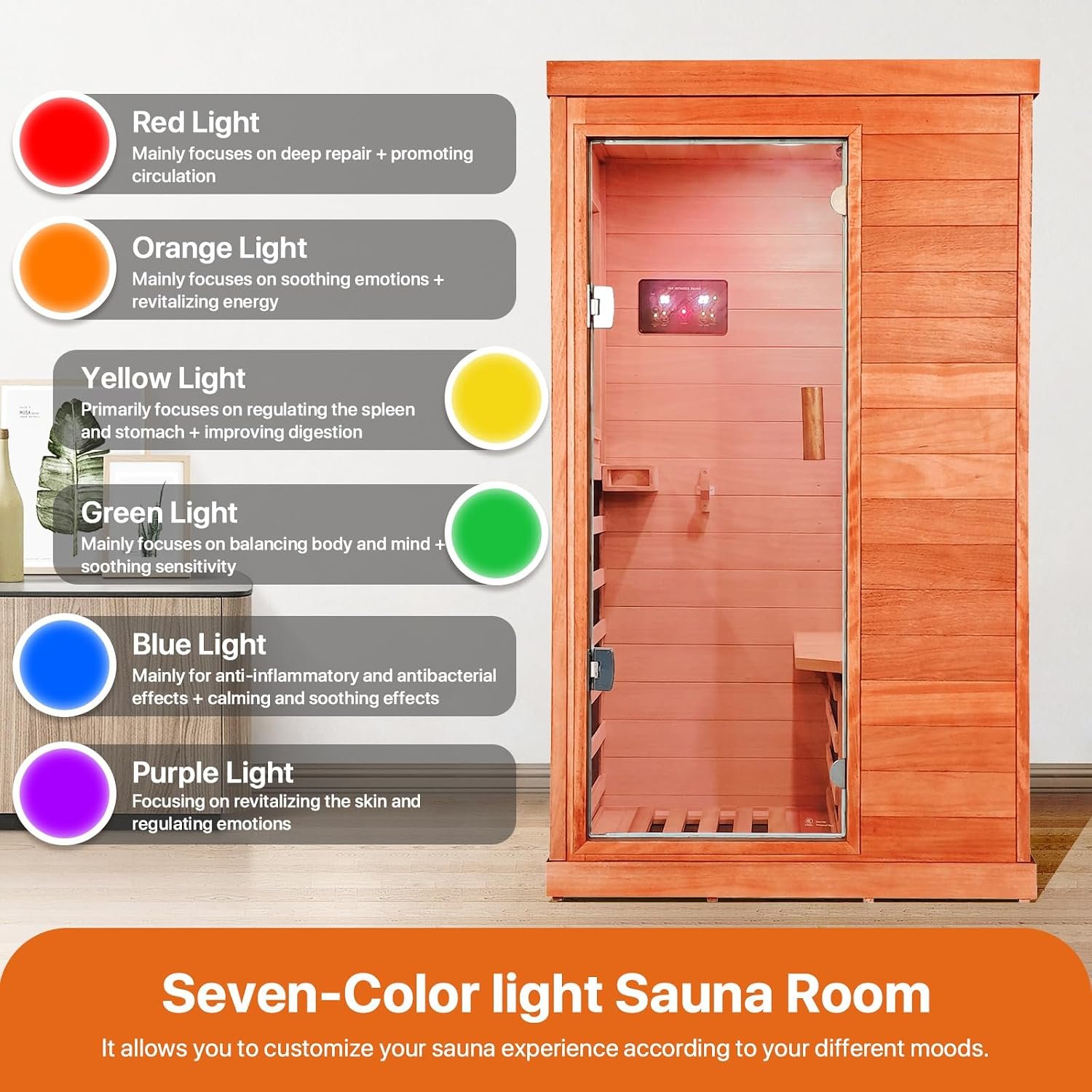OUTEXER Far Infrared Sauna Home Sauna Spa Room Low-EMF Wood 1200W 120V - Image 6