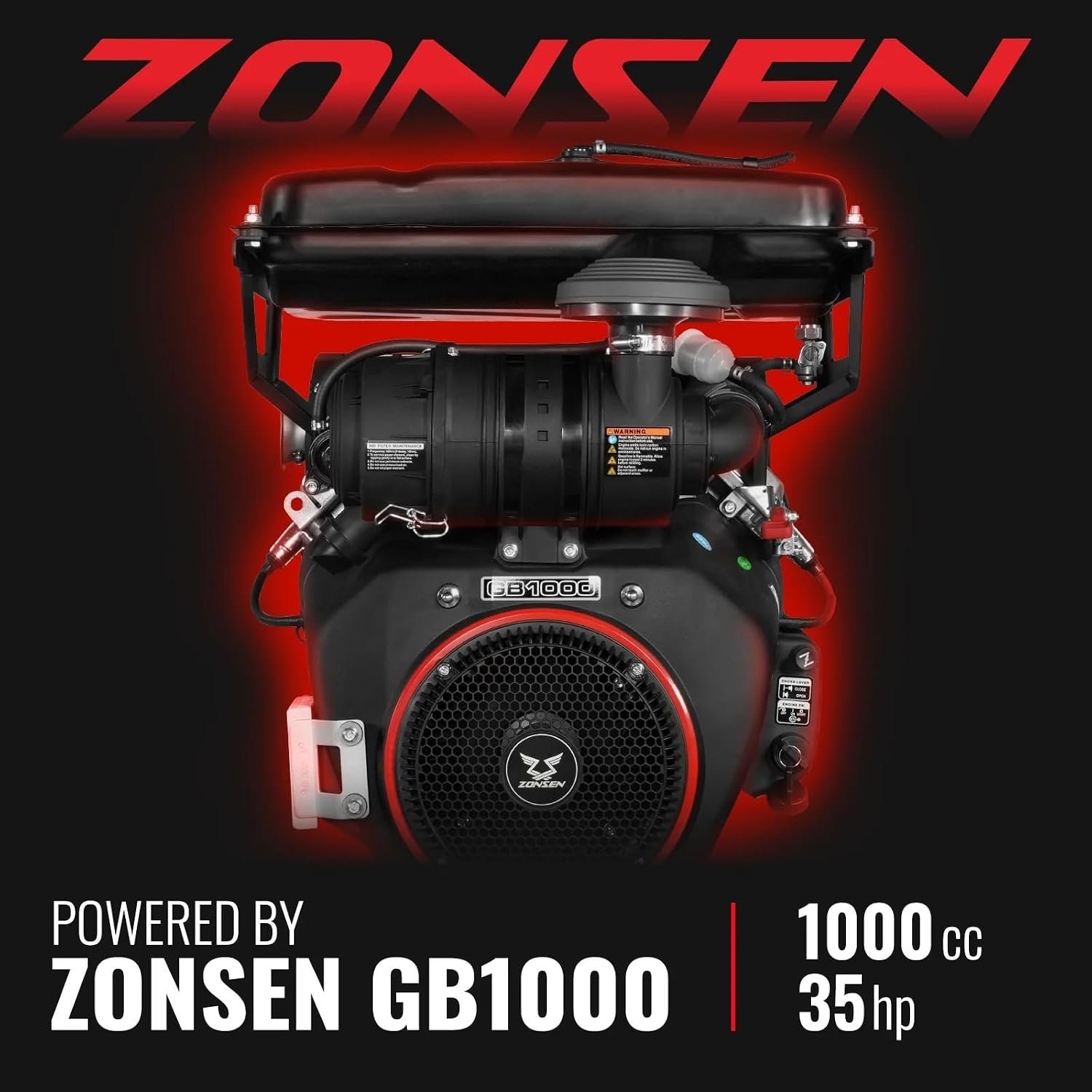 MMAX 8'' Inch ZONSEN 1000cc 35hp Electric Start Gasoline Powered Engine 4-Wheels Towable Wood Chipper Shredder Mulcher with Towbar/Tail Light/Emergency Stop Switch, Model B200 - Image 5