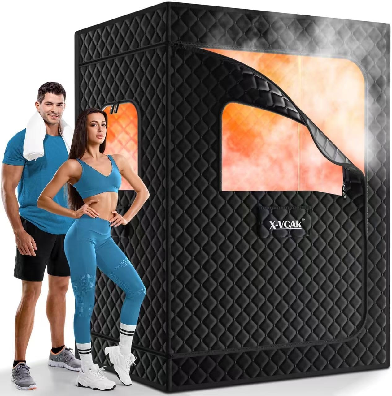 X-Vcak Upgraded 2 Person Sauna, Portable Sauna with 5 Layer Waterproof, Portable Steam Sauna Tent with 2 Steamers, 2 Folding Chair, 71”x 49”x 36"