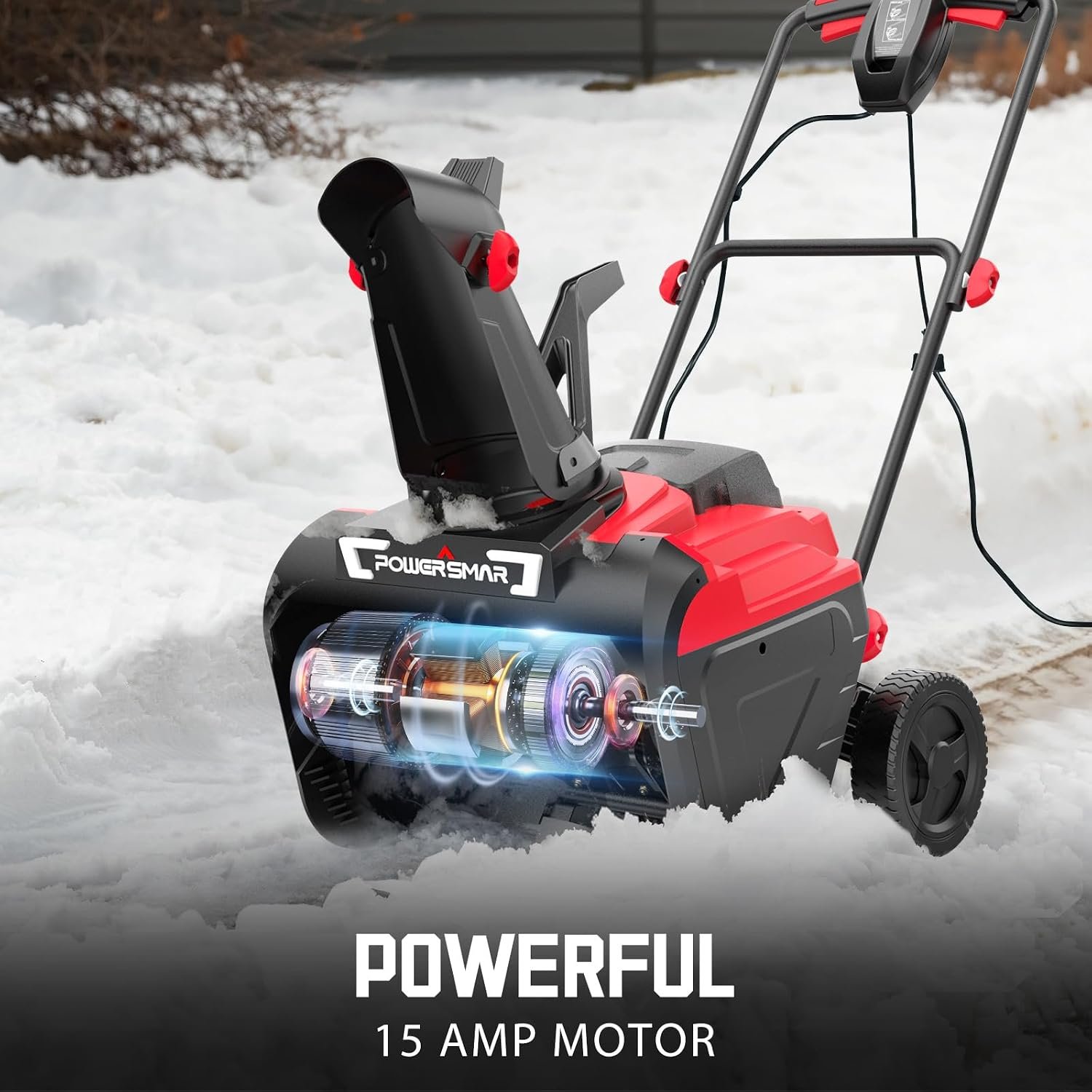 PowerSmart 21 Inch Corded Electric Snow Blower, 15 Amp, with LED Light - Image 6