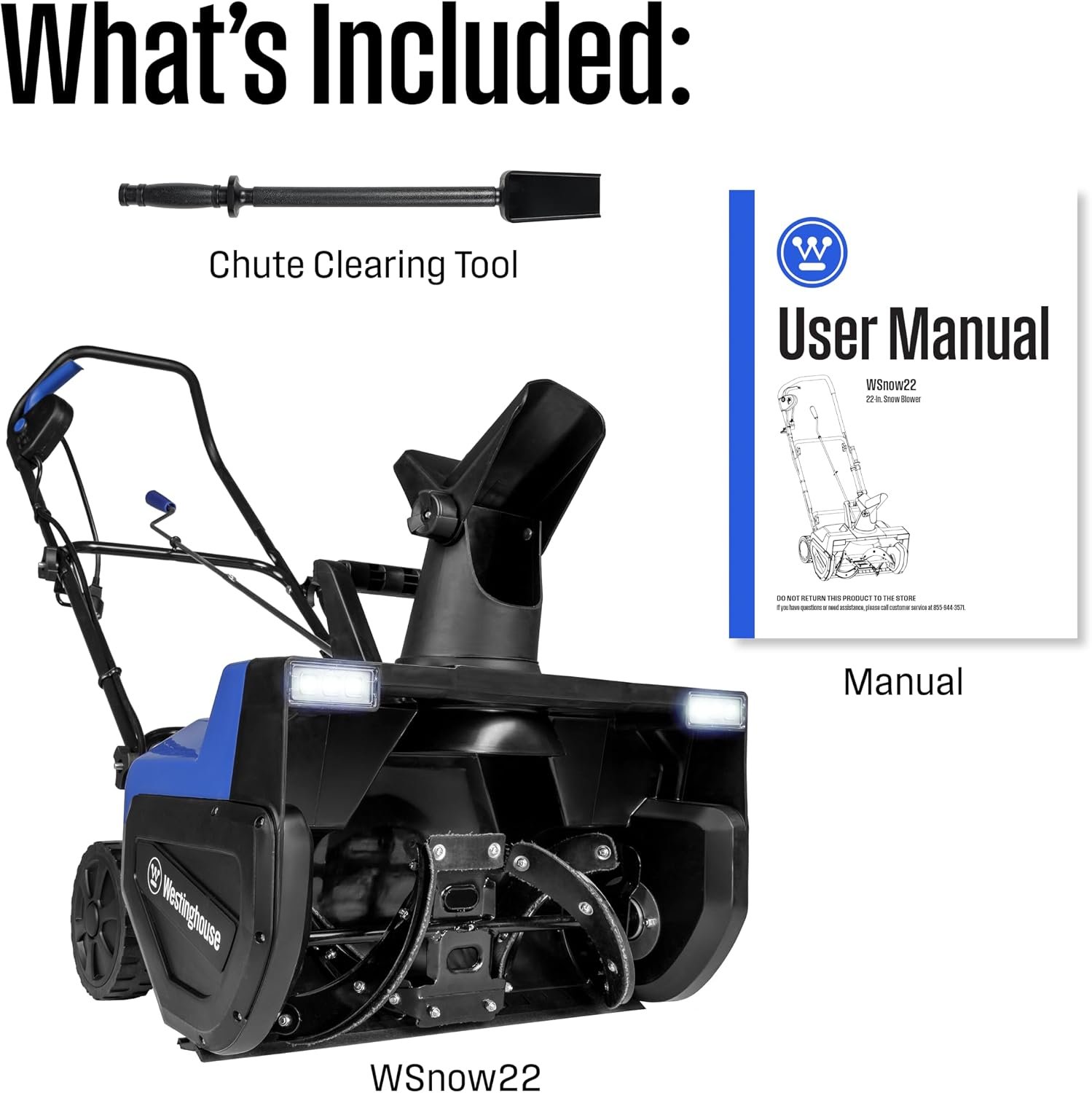 Westinghouse WSnow22 22" 15A Corded Electric Snow Blower – Steel Auger, Dual LED Lights, 25-Ft Throw & 180° Chute - Image 3