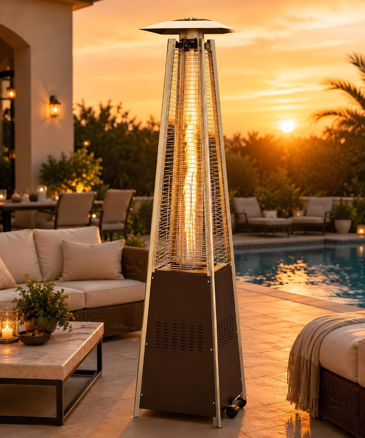FOOWIN Patio Heater 48,000 BTU Outdoor Propane Heater with Wheels
