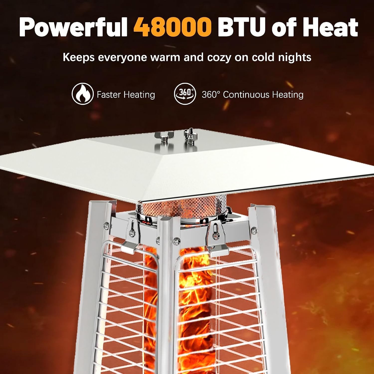 FOOWIN Patio Heater 48,000 BTU Outdoor Propane Heater with Wheels - Image 7