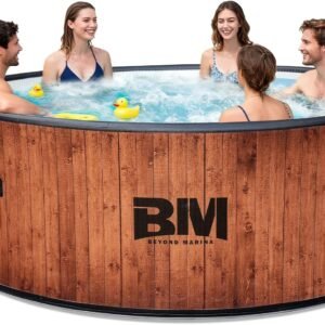 Inflatable Hot Tub 6 Person- Wood Grain Hottub Spa Full Drop Stitch