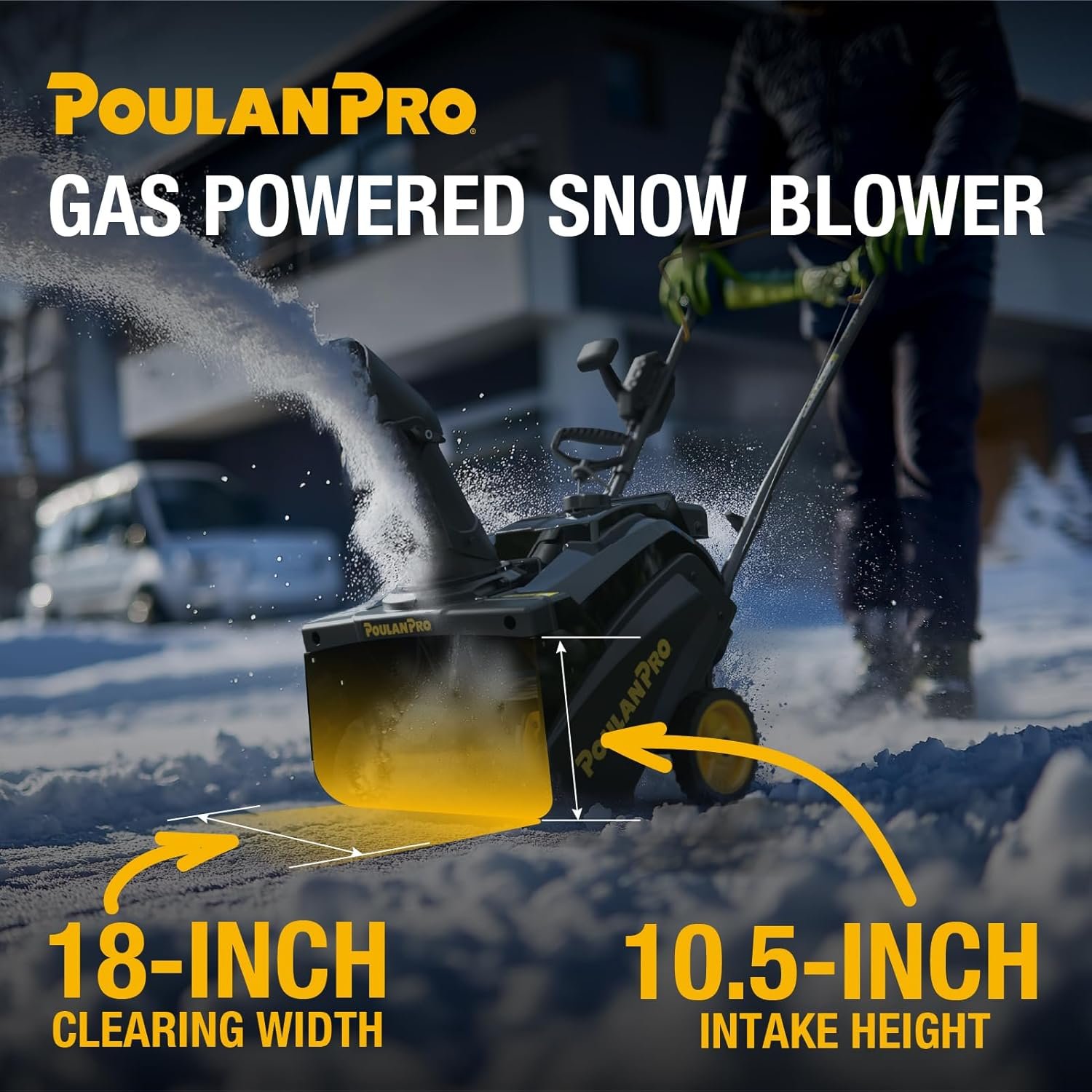 Poulan Pro PR180 18" 99cc Single-Stage Gas Snow Blower with Electric Start & 190° Remote Chute Control - Image 2
