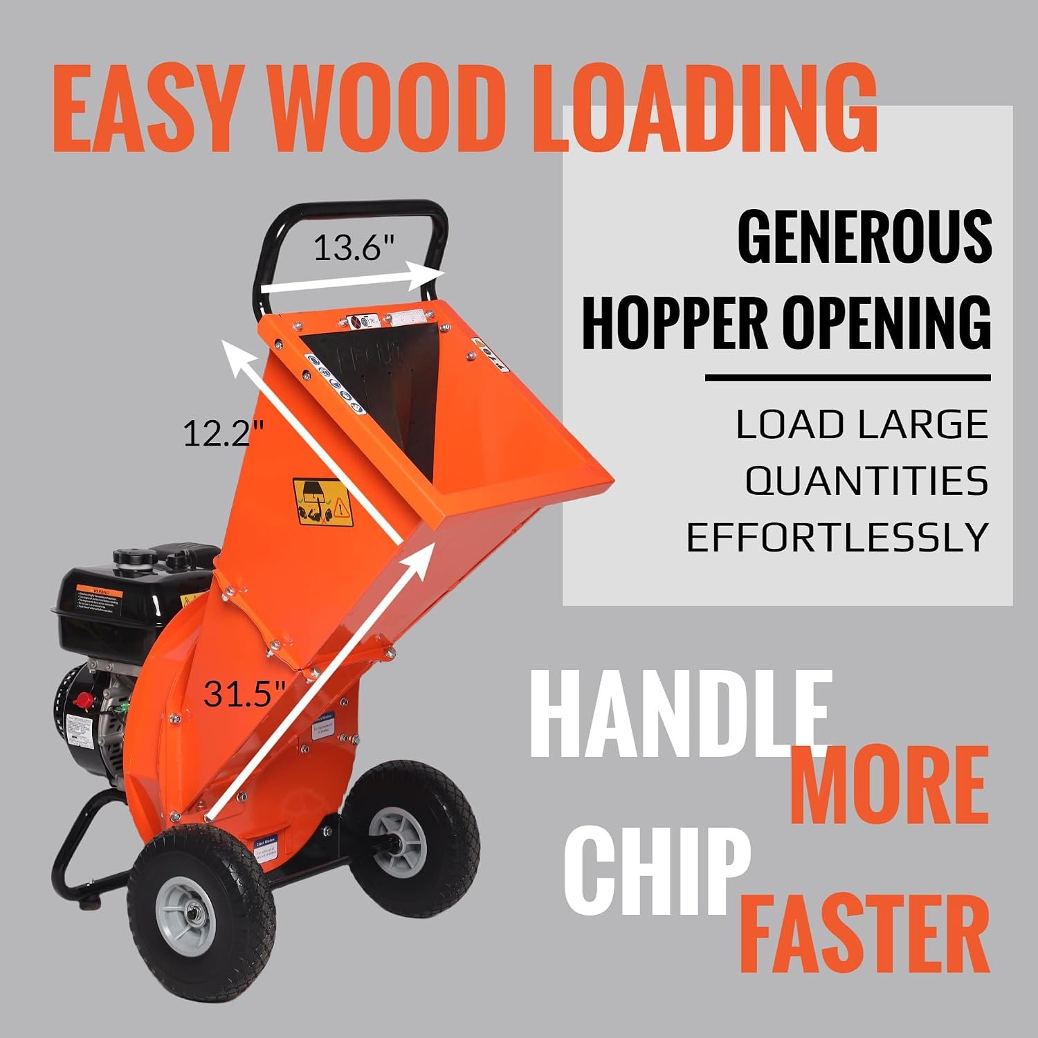 C40E 4" Wood Chipper, Easy Key Start, 9HP 274cc Gas Powered Engine, 4 inch Max Branch Capacity, Heavy Duty Shredder Mulcher with Electric Start - Image 4