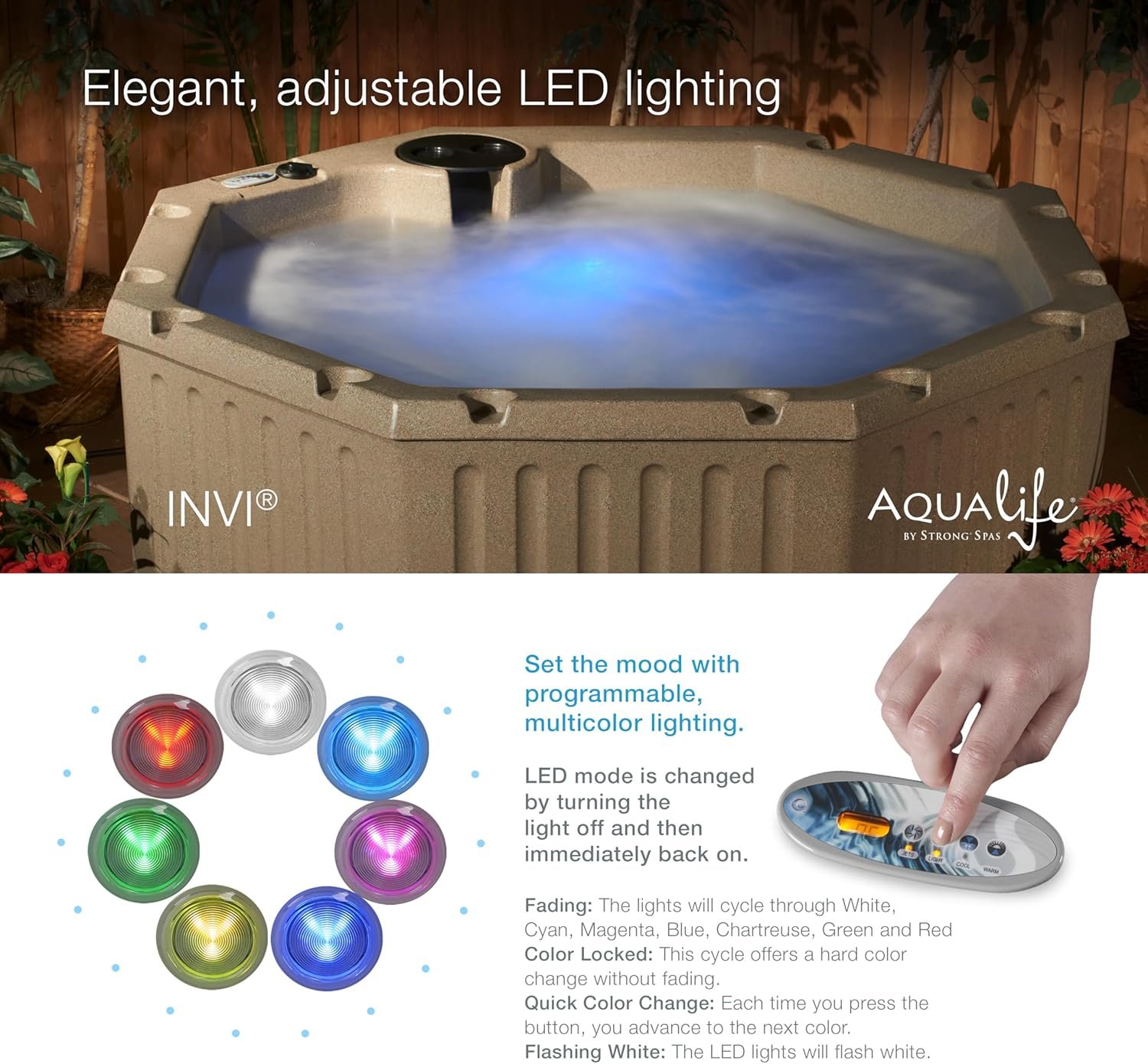Aqualife by Strong Spas Invi 5 Person Rigid Resin Hot Tub Spa, 11 Jets, 2BHP 2-Speed Pump, Stainless Steel Heater, 120V Plug & Play, Full Foam Insulation, 4 Season Outdoor, LED, Cover and Filter - Image 10