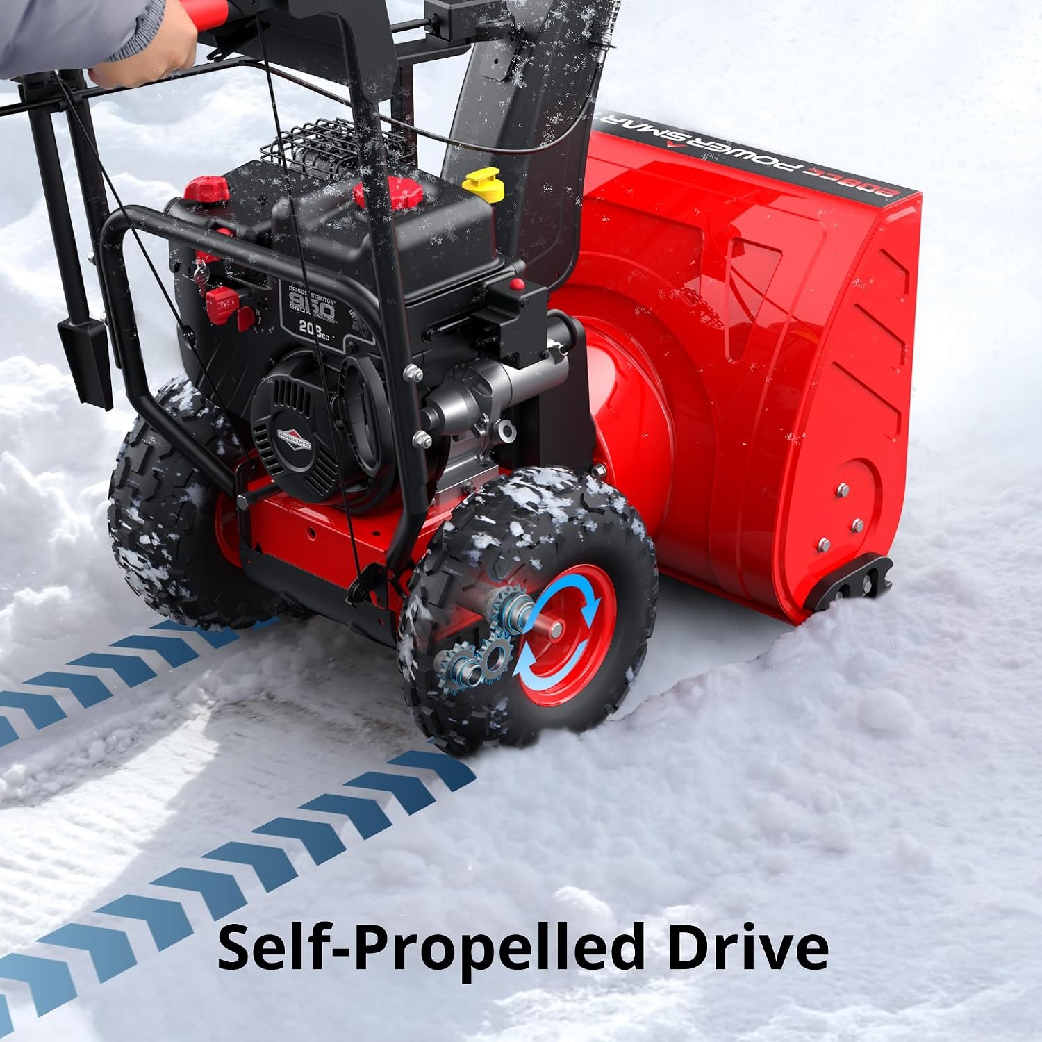 PowerSmart HB7109A 24" Two-Stage Self-Propelled Gas Snow Blower – 208cc Briggs & Stratton Engine, Electric Start, Heated Handles & LED Lights - Image 5