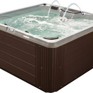 Destination Outdoor Hot Tub, 5-Person 59-Jet 80-Port 4-Pump Lounger Spa with Waterfall Arch and Bluetooth Stereo by Aqualife by Strong Spas