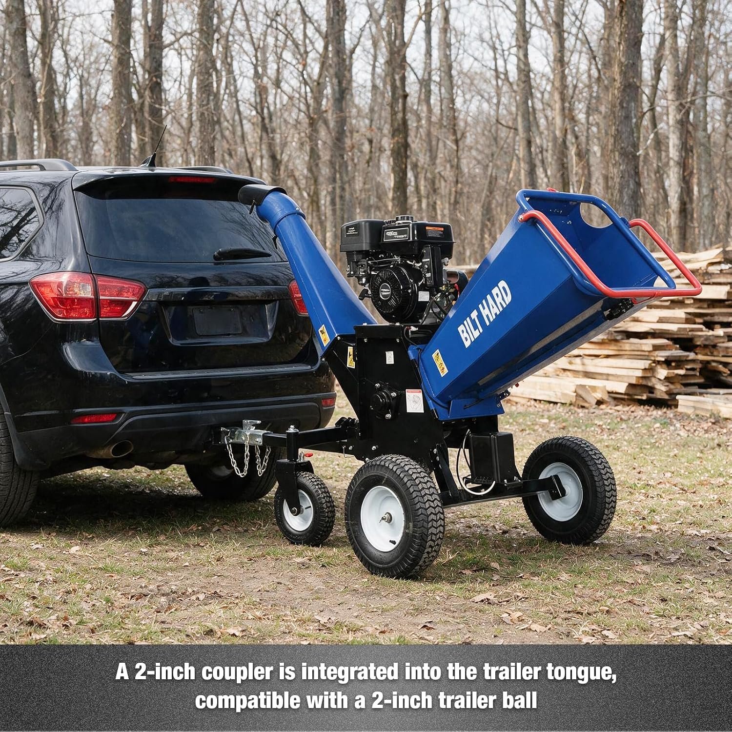 BILT HARD 6 Inch Gas Powered Wood Chipper with 420cc 15HP E-Start Engine, Towable Chipper Shredder Mulcher with 4 Wheels, Tow Bar, Dual Emergency Stop System - Image 5