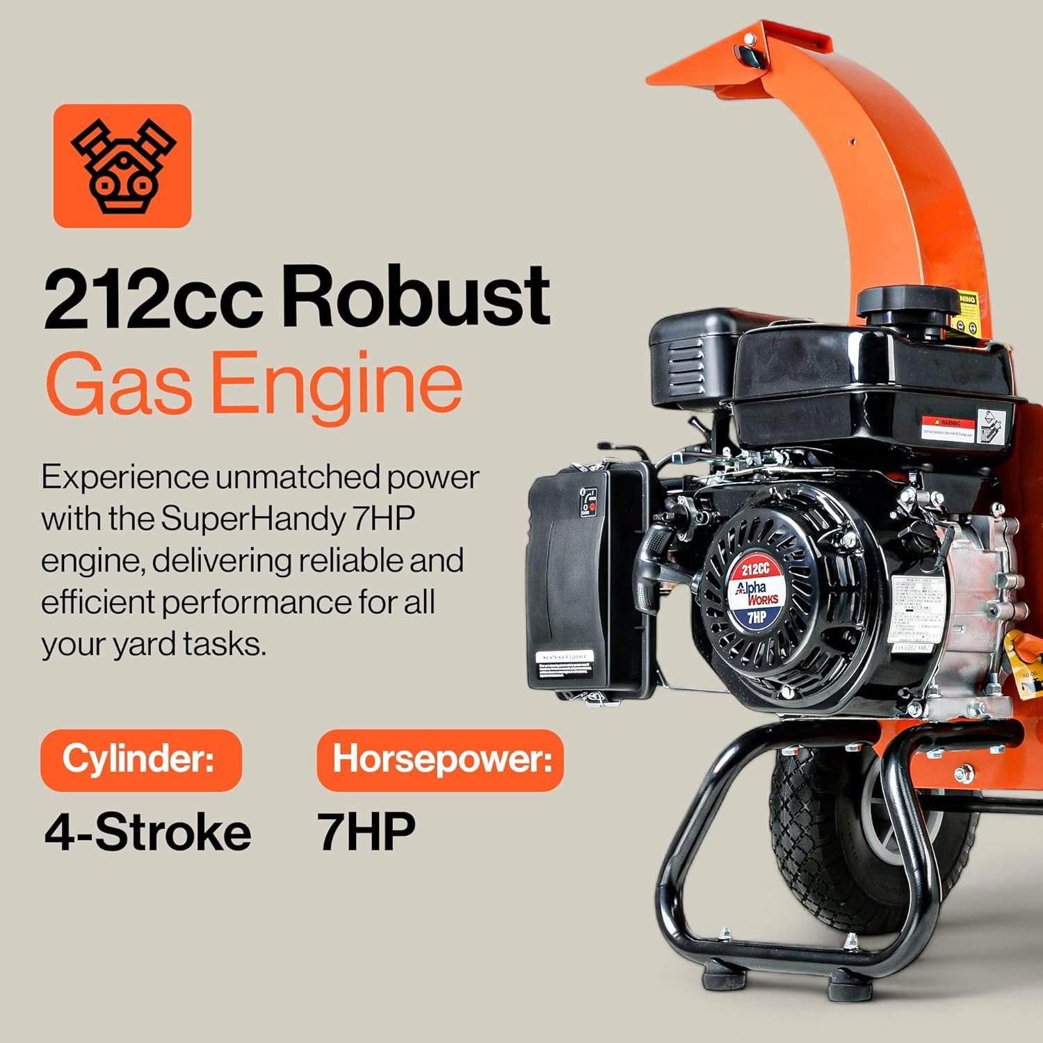 SuperHandy Mini 7HP 212cc Wood Chipper Shredder Mulcher - Image 3