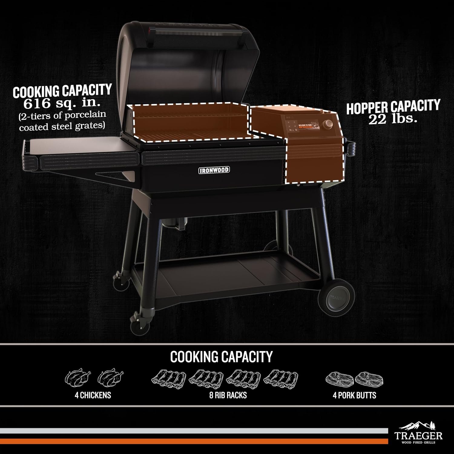Traeger Ironwood Wood Pellet Grill & Smoker – 616 Sq. In., WiFi - Image 3