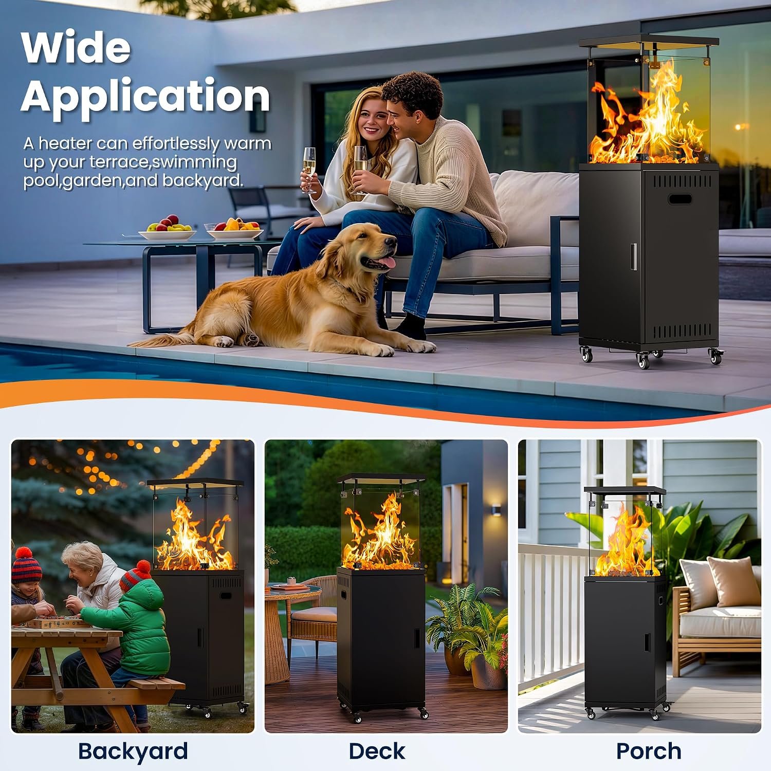 Pamapic 41,000 BTU Outdoor Propane Patio Heater – Inky - Image 2