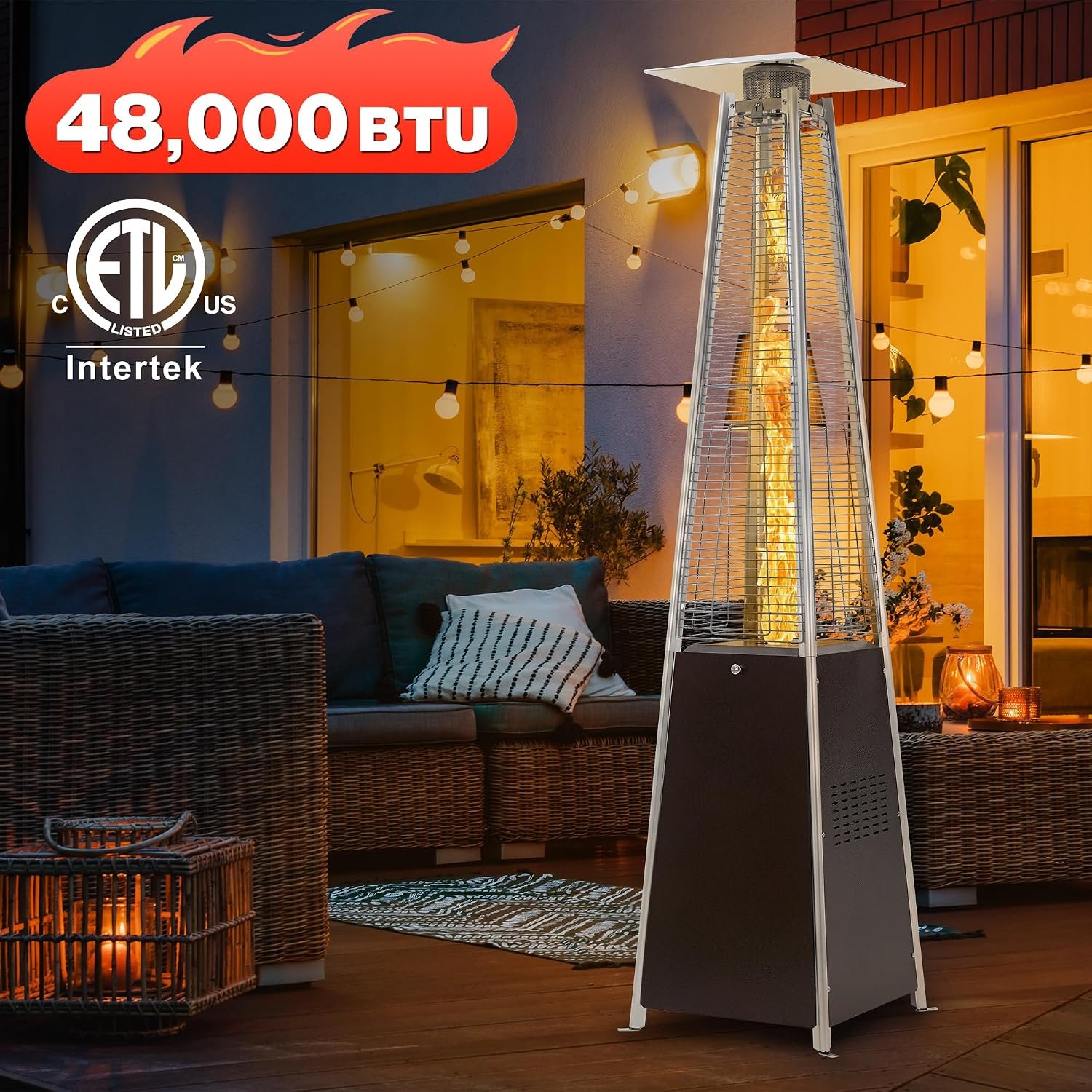 FOOWIN Patio Heater 48,000 BTU Outdoor Propane Heater with Wheels - Image 2