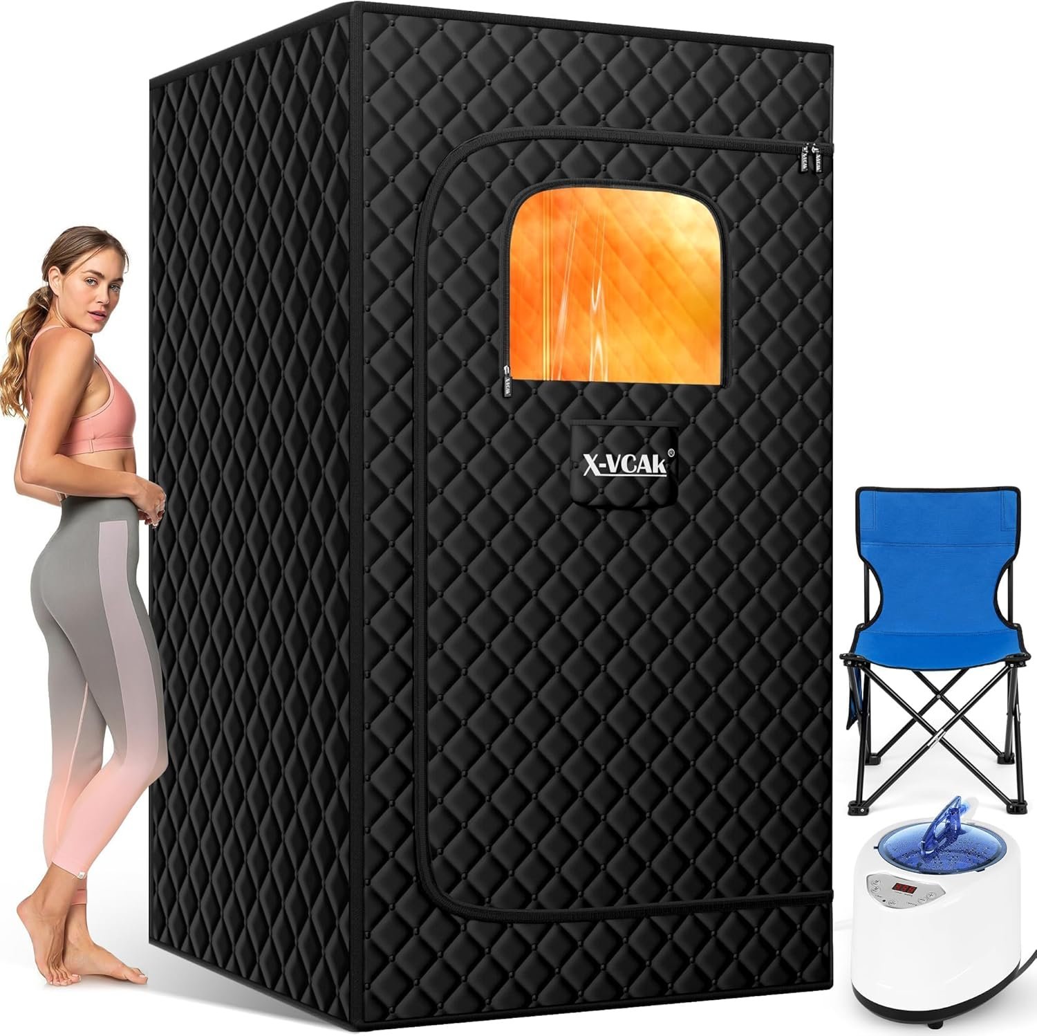 X-Vcak Upgraded 2 Person Sauna, Portable Sauna with 5 Layer Waterproof, Portable Steam Sauna Tent with 2 Steamers, 2 Folding Chair, 71”x 49”x 36" - Image 7