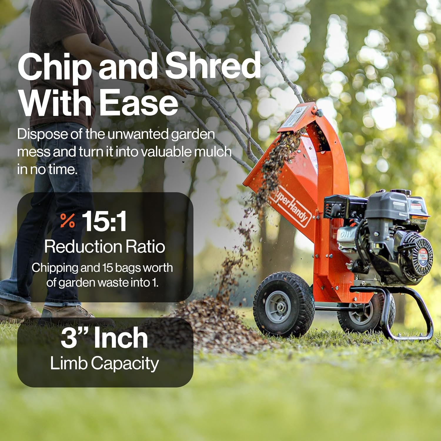 SuperHandy Mini 7HP 212cc Wood Chipper Shredder Mulcher - Image 2