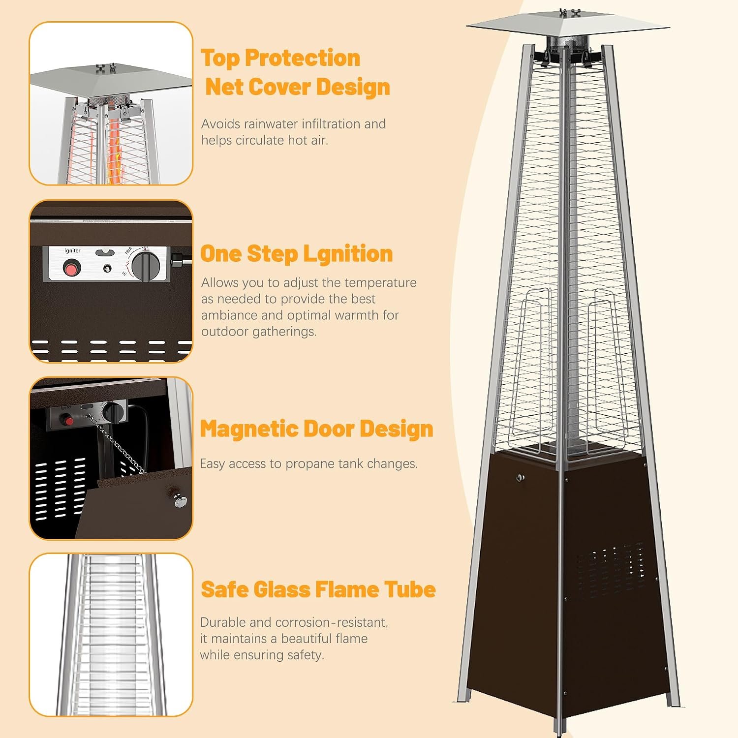 FOOWIN Patio Heater 48,000 BTU Outdoor Propane Heater with Wheels - Image 5