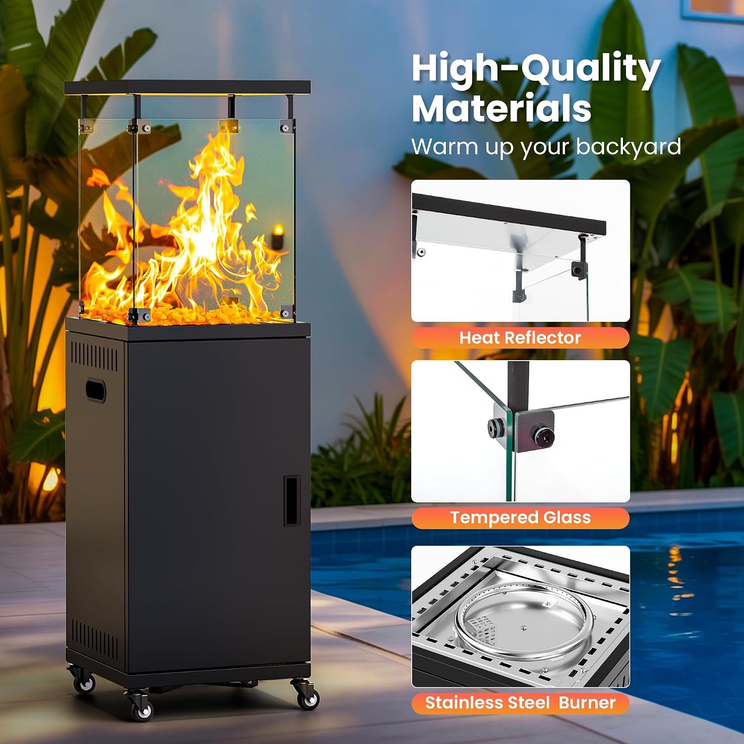 Pamapic 41,000 BTU Outdoor Propane Patio Heater – Inky - Image 4