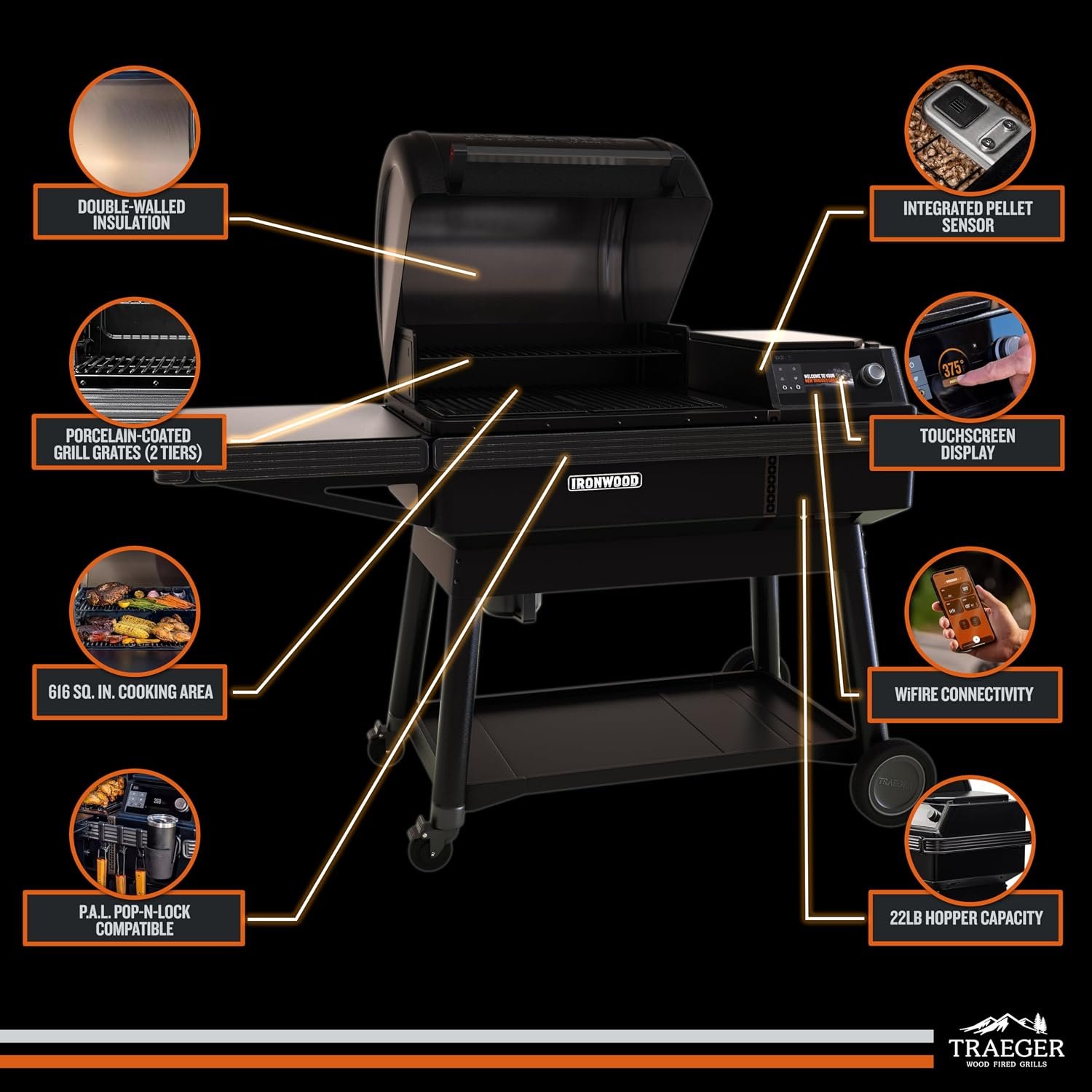 Traeger Ironwood Wood Pellet Grill & Smoker – 616 Sq. In., WiFi - Image 4