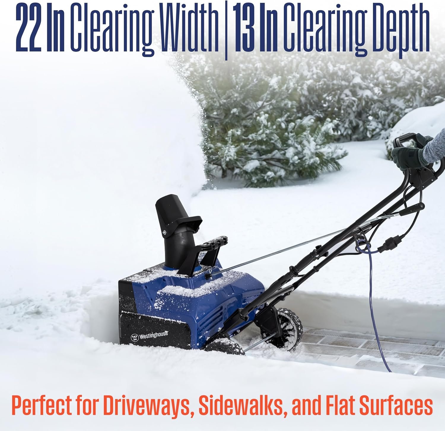 Westinghouse WSnow22 22" 15A Corded Electric Snow Blower – Steel Auger, Dual LED Lights, 25-Ft Throw & 180° Chute - Image 6