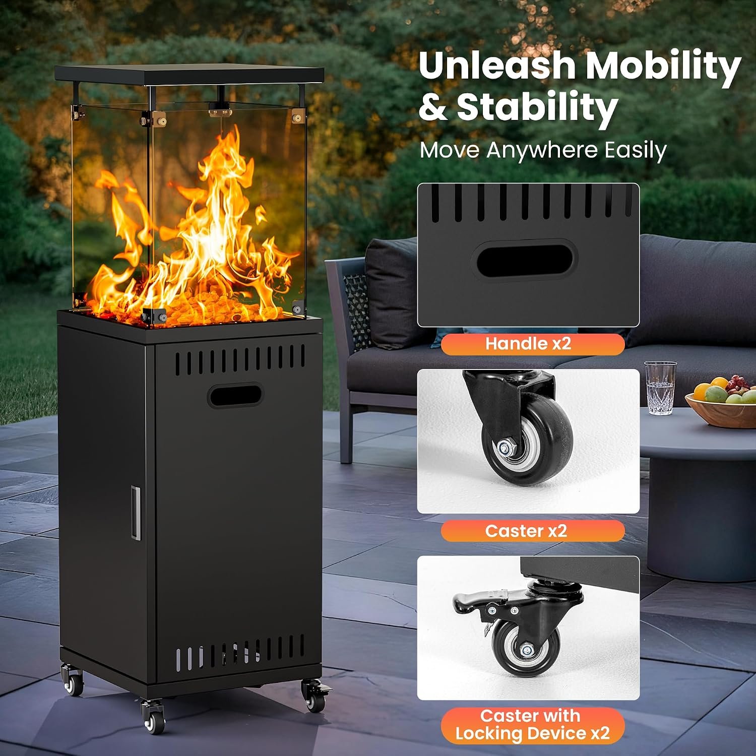 Pamapic 41,000 BTU Outdoor Propane Patio Heater – Inky - Image 3