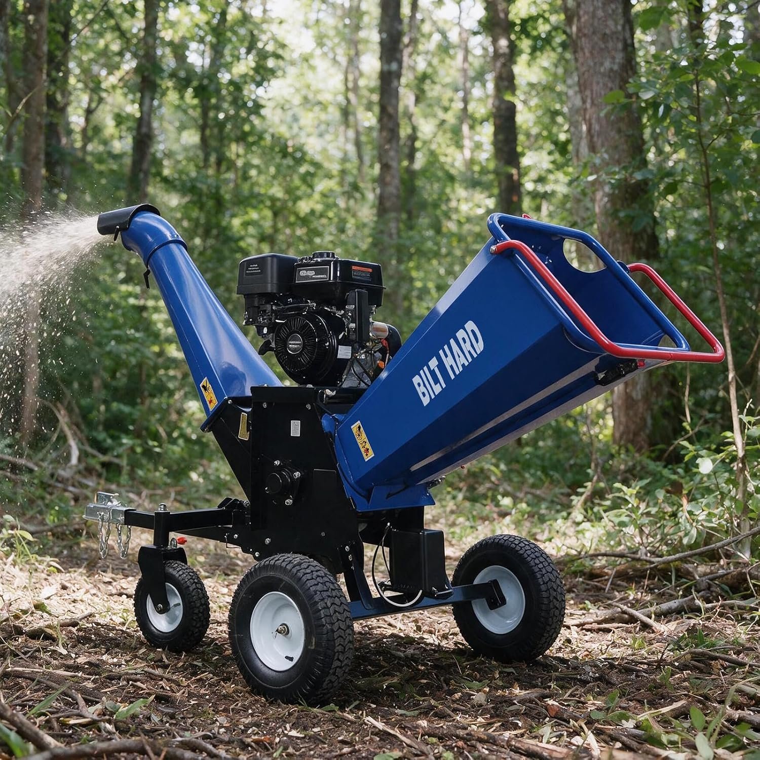 BILT HARD 6 Inch Gas Powered Wood Chipper with 420cc 15HP E-Start Engine, Towable Chipper Shredder Mulcher with 4 Wheels, Tow Bar, Dual Emergency Stop System - Image 9