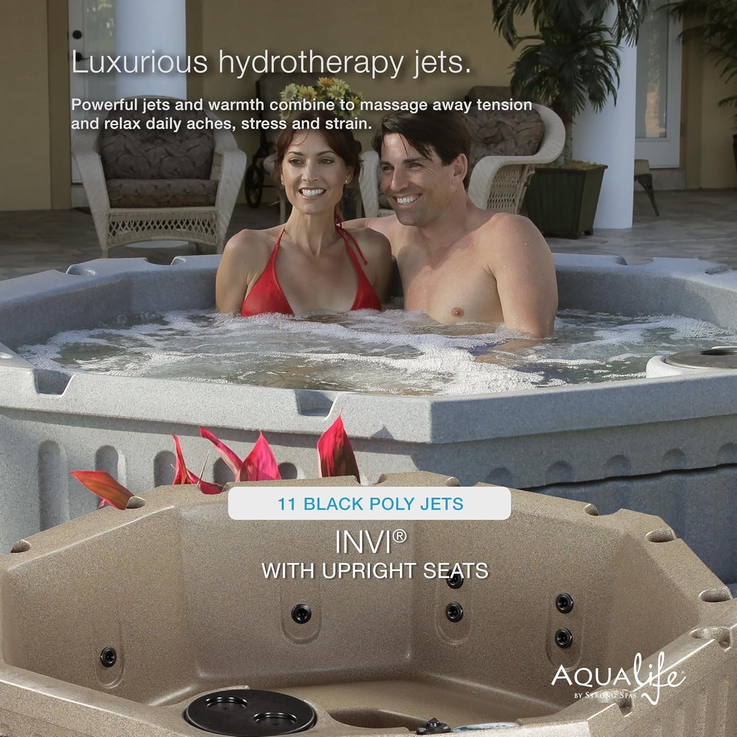 Aqualife by Strong Spas Invi 5 Person Rigid Resin Hot Tub Spa, 11 Jets, 2BHP 2-Speed Pump, Stainless Steel Heater, 120V Plug & Play, Full Foam Insulation, 4 Season Outdoor, LED, Cover and Filter - Image 6