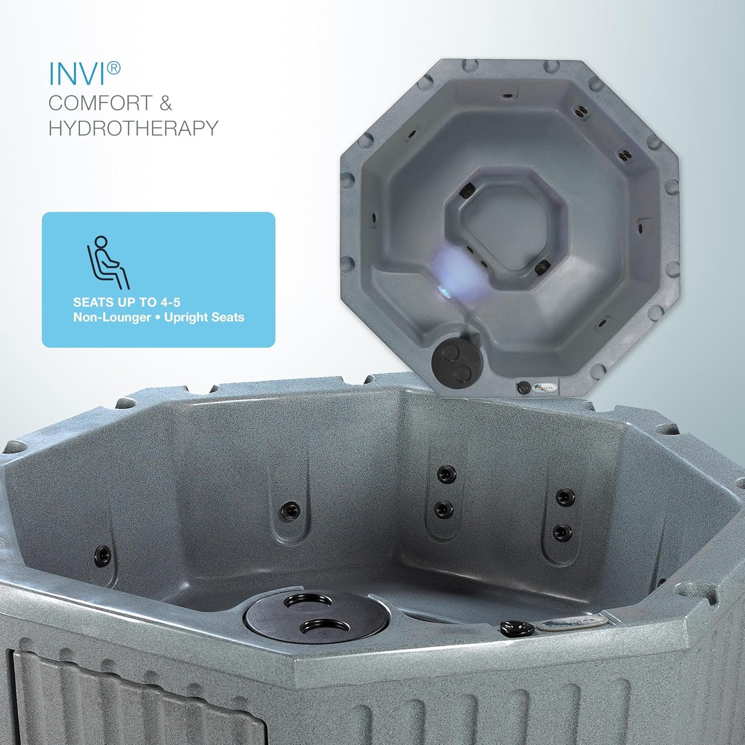 Aqualife by Strong Spas Invi 5 Person Rigid Resin Hot Tub Spa, 11 Jets, 2BHP 2-Speed Pump, Stainless Steel Heater, 120V Plug & Play, Full Foam Insulation, 4 Season Outdoor, LED, Cover and Filter - Image 2
