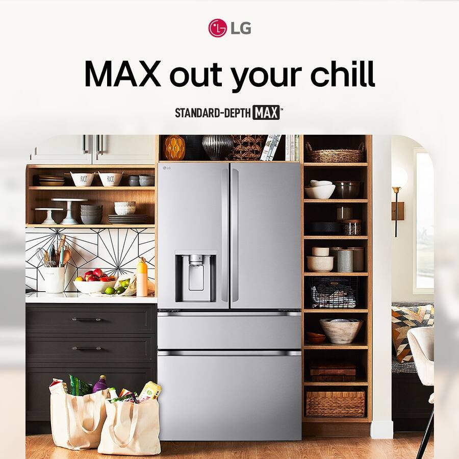 LG - 36-in Standard-Depth MAX 29.6 Cu. Ft. 4-Door French Door Smart Refrigerator with Full-Convert Drawer - Stainless Steel