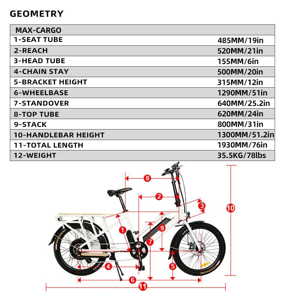EUNORAU MAX-CARGO 48V/11.6Ah 750W Dual Battery Electric Cargo Bike - Image 7