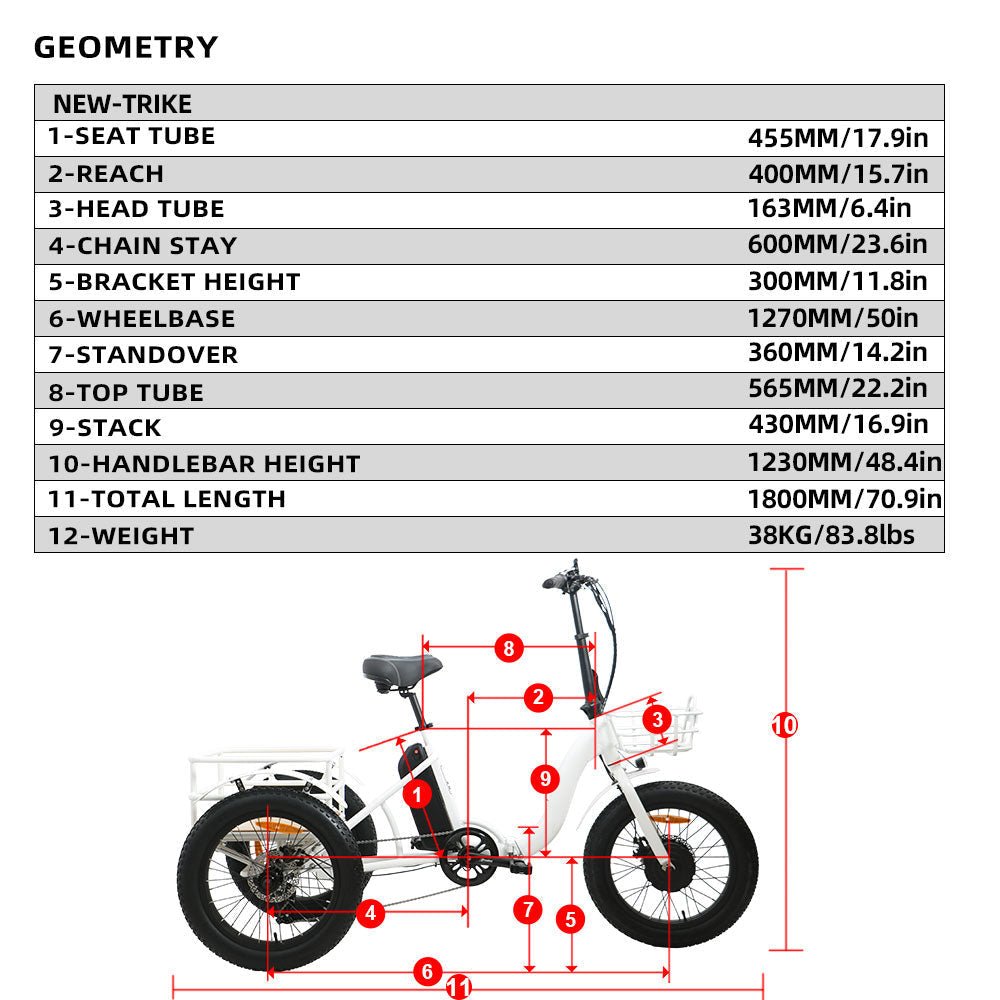 EUNORAU NEW-TRIKE 48V/12.5Ah 500W Step-Thru Folding Electric Trike - Image 10