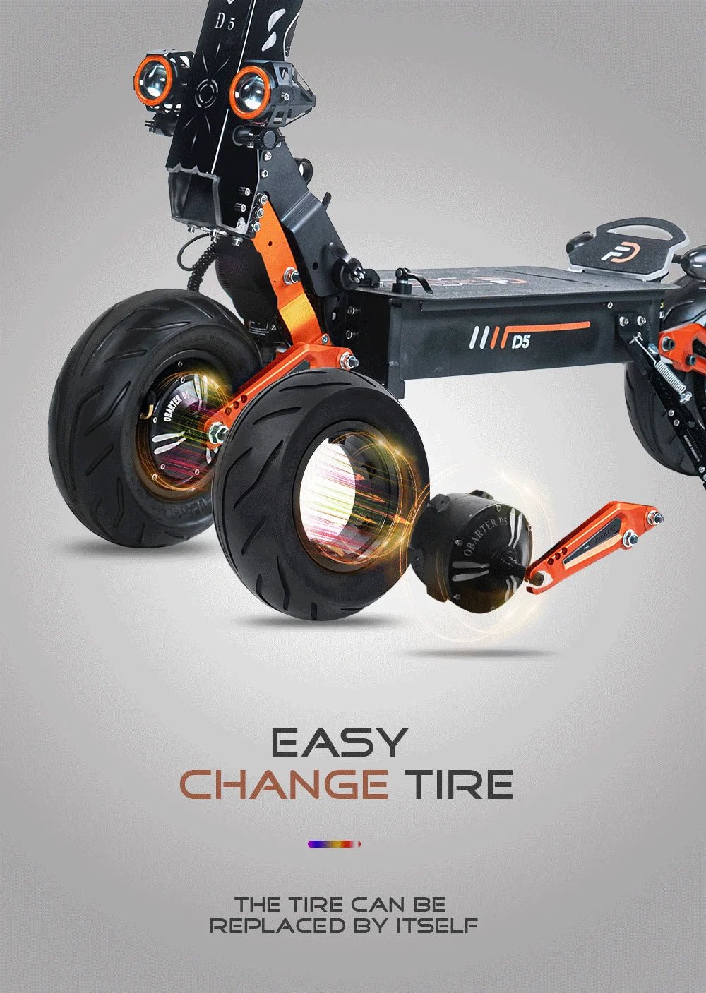 Obarter D5 Electric Scooter - 5000W, 70km/h Max Speed, Removable Battery - Image 15