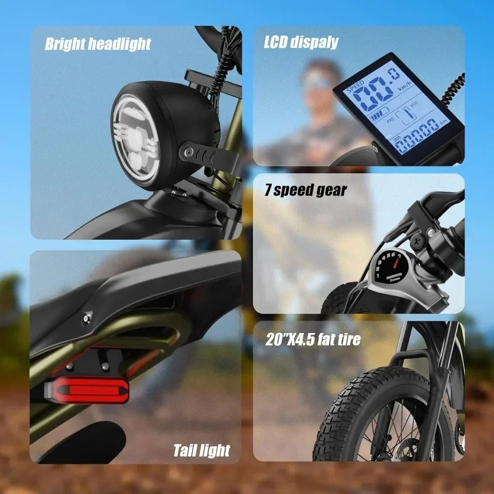 eBike Boys Fat Tire Electric Bike - 1200W Motor, 30+ MPH Speed - Image 8