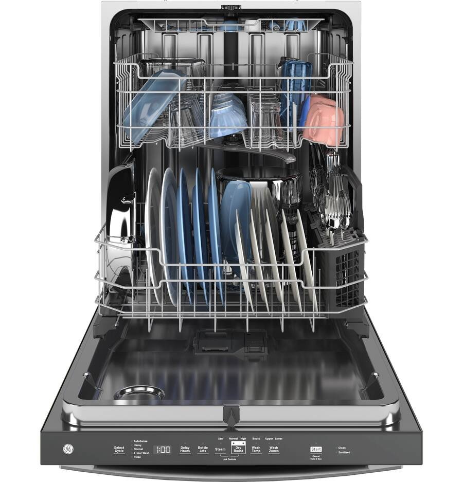 GE - 24" Top Control Built-In Stainless Steel Tub Dishwasher with 3rd Rack, Sanitize Cycle and 47 dBA - Stainless Steel