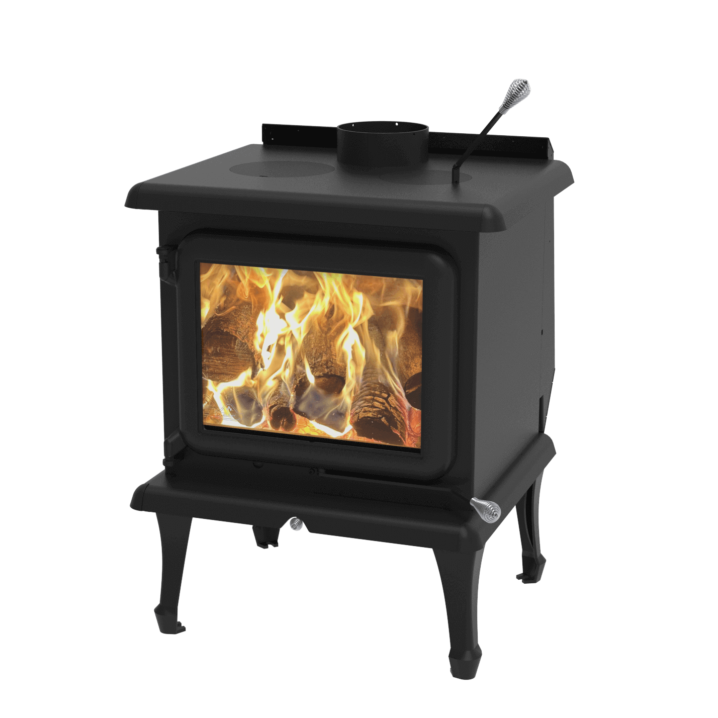 J.A. Roby Sirius PBSIN Wood Stove – 70,000 BTU, 500–1,800 Sq. Ft., EPA 2020 Certified, Metallic Black