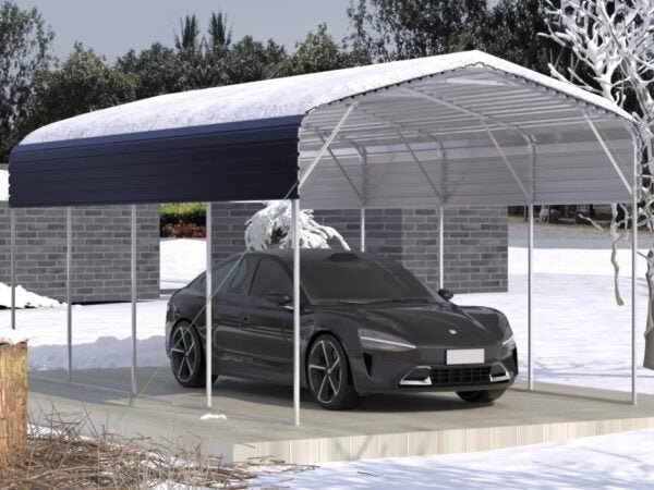 11x19FT Heavy Duty Metal Carport | Galvanized Outdoor Shelter for Cars, Boats Parties - Image 3