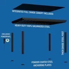 16×12 trenton modern steel pergola with sail shade soft canopy - Image 10