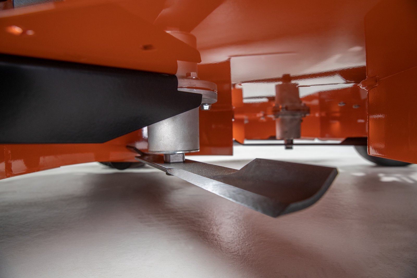 closeup of mower blades