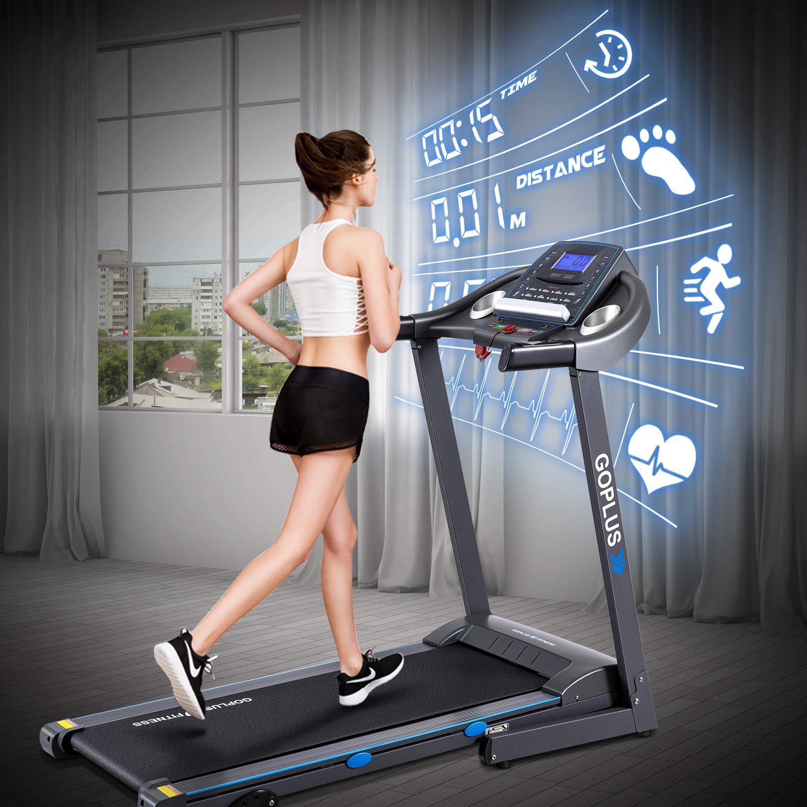 2.25HP Folding Treadmill with Incline, Superfit Electric Treadmill - Image 2