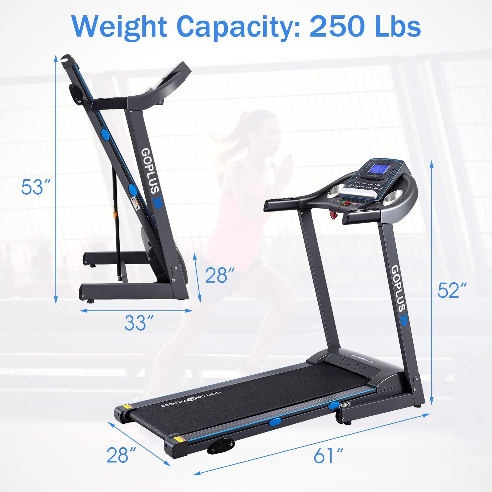 2.25HP Folding Treadmill with Incline, Superfit Electric Treadmill - Image 7