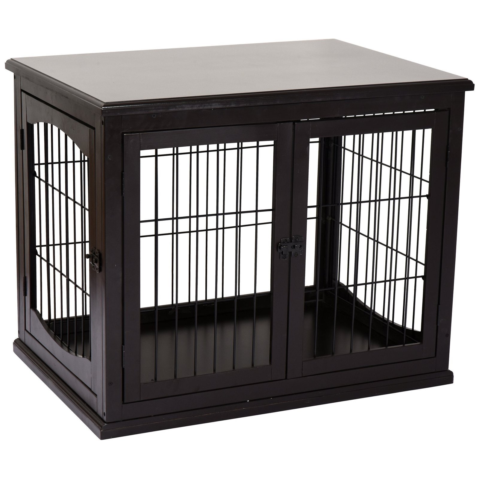 26'' Decorative Dog Cage Wooden Pet Crate Kennel with Double Door Entrance & a Simple Modern Design