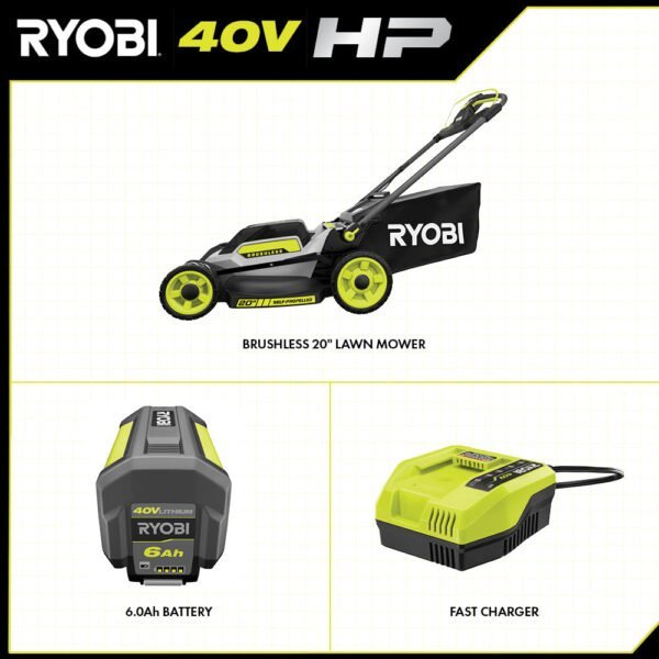 40V Brushless 20 in. Cordless Walk Behind Self-Propelled Lawn Mower - Image 11