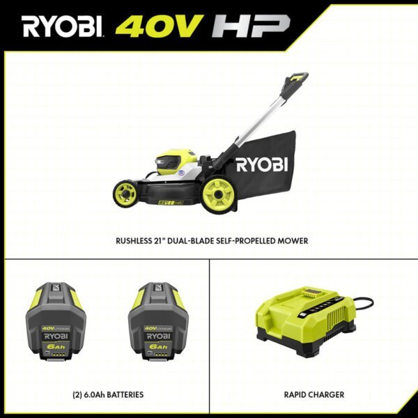40V HP Brushless 21 in. Cordless Battery Walk Behind Dual-Blade Self-Propelled Mower - Image 9