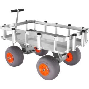500 lbs Beach Fishing Cart, 13? PU Balloon Tires, Heavy-Duty Aluminum Frame, 6 Rod Holders, DOBA-MC500